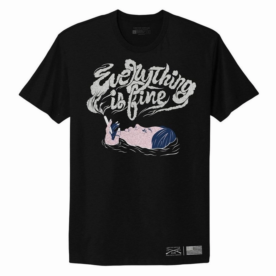 Women's Everything Is Fine Boyfriend Fit T-Shirt - Black