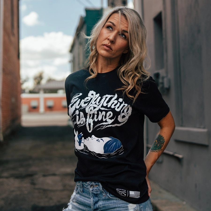 Women's Everything Is Fine Boyfriend Fit T-Shirt - Black