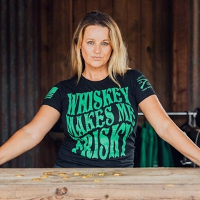 Women's Whiskey Makes Me Frisky Slim Fit T-Shirt - Black