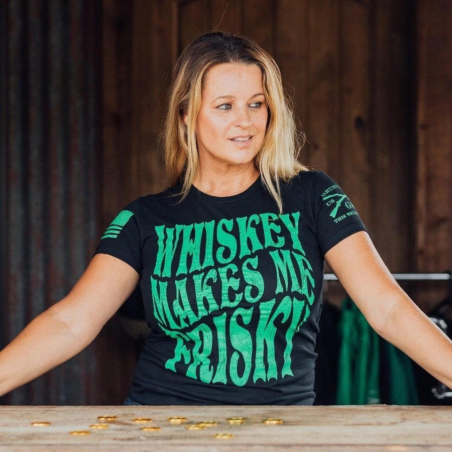 Women's Whiskey Makes Me Frisky Slim Fit T-Shirt - Black