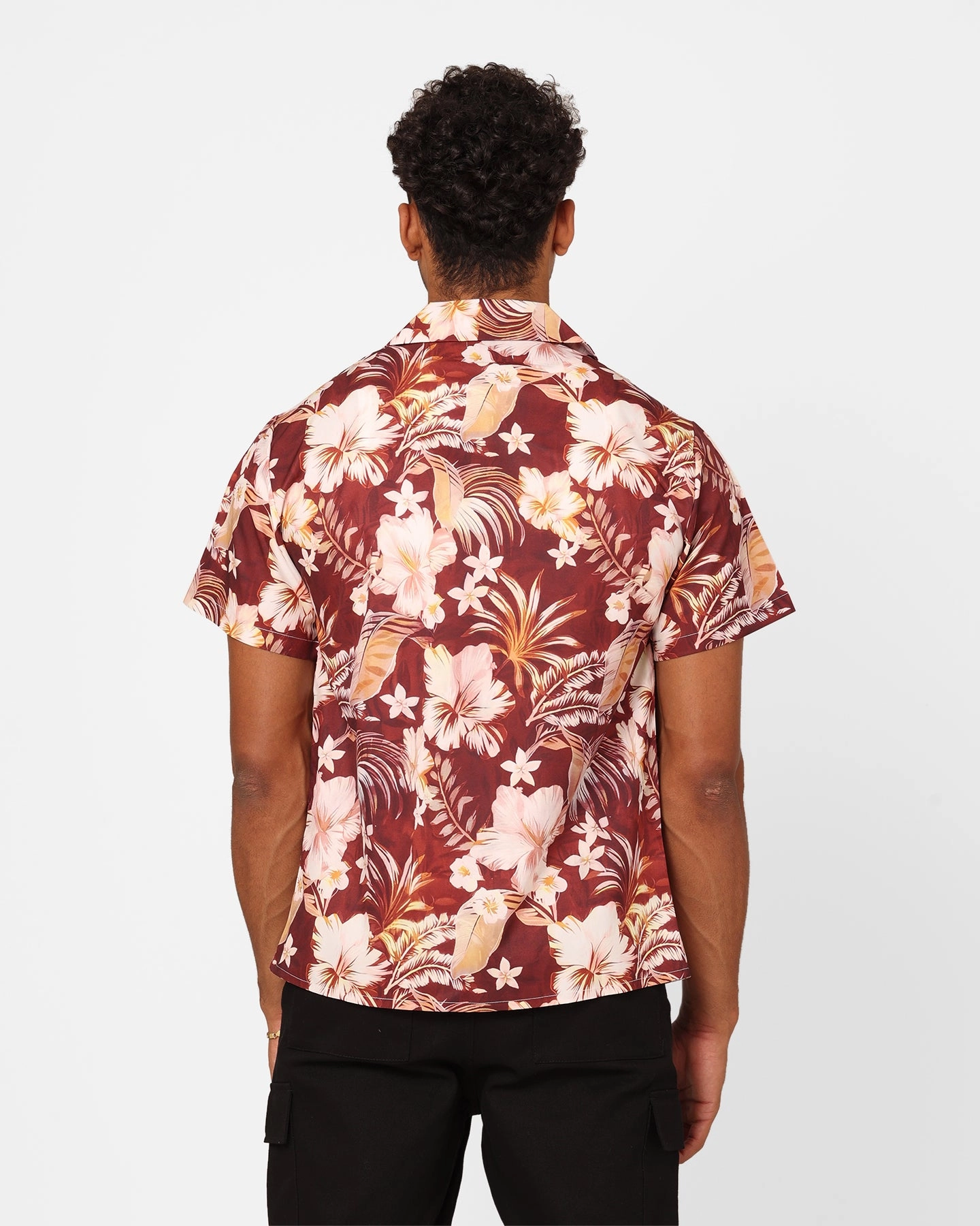 XXIII Jens Satin Button Up Shirt Maroon