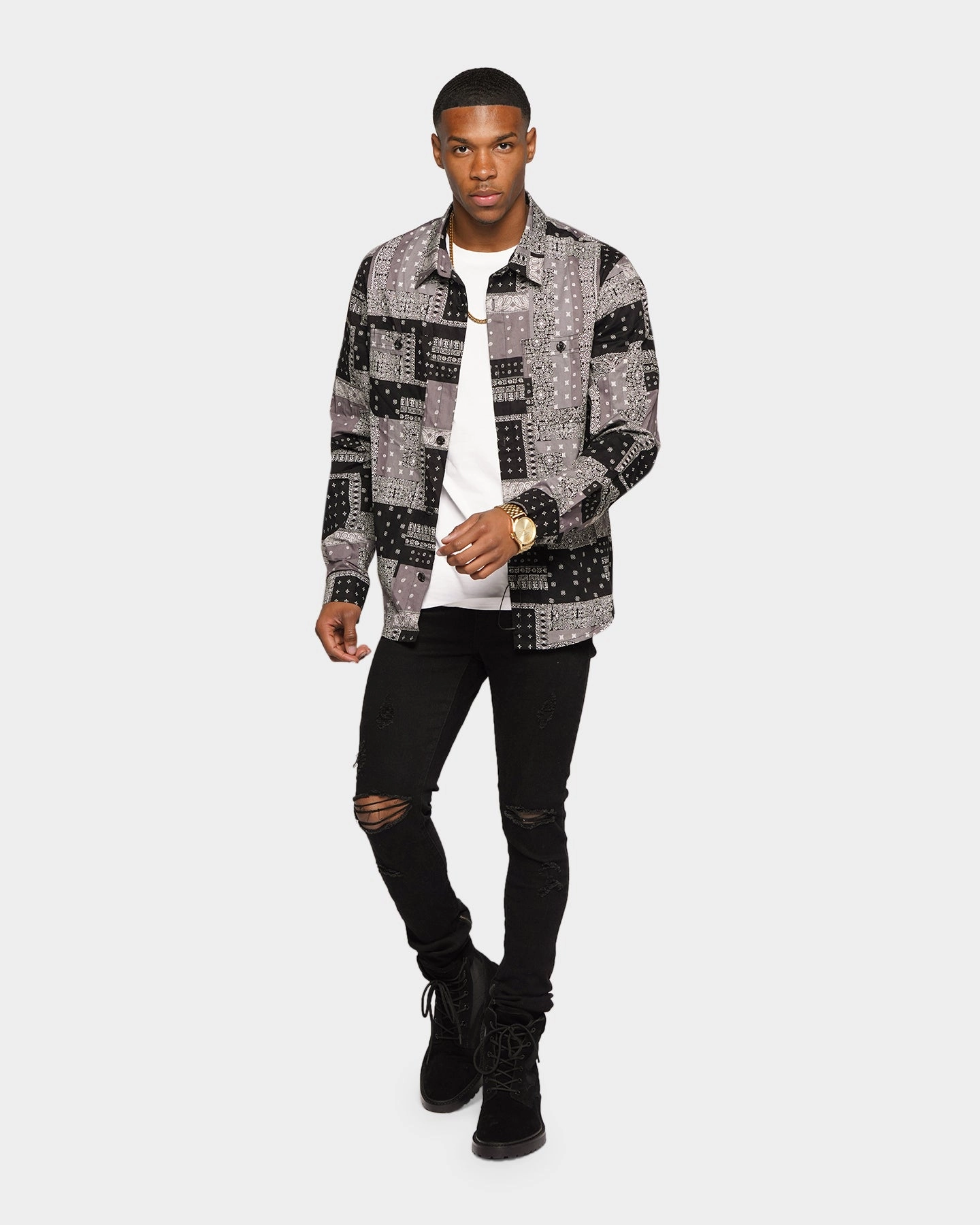XXIII Paredea Paisley Button Up Black/White