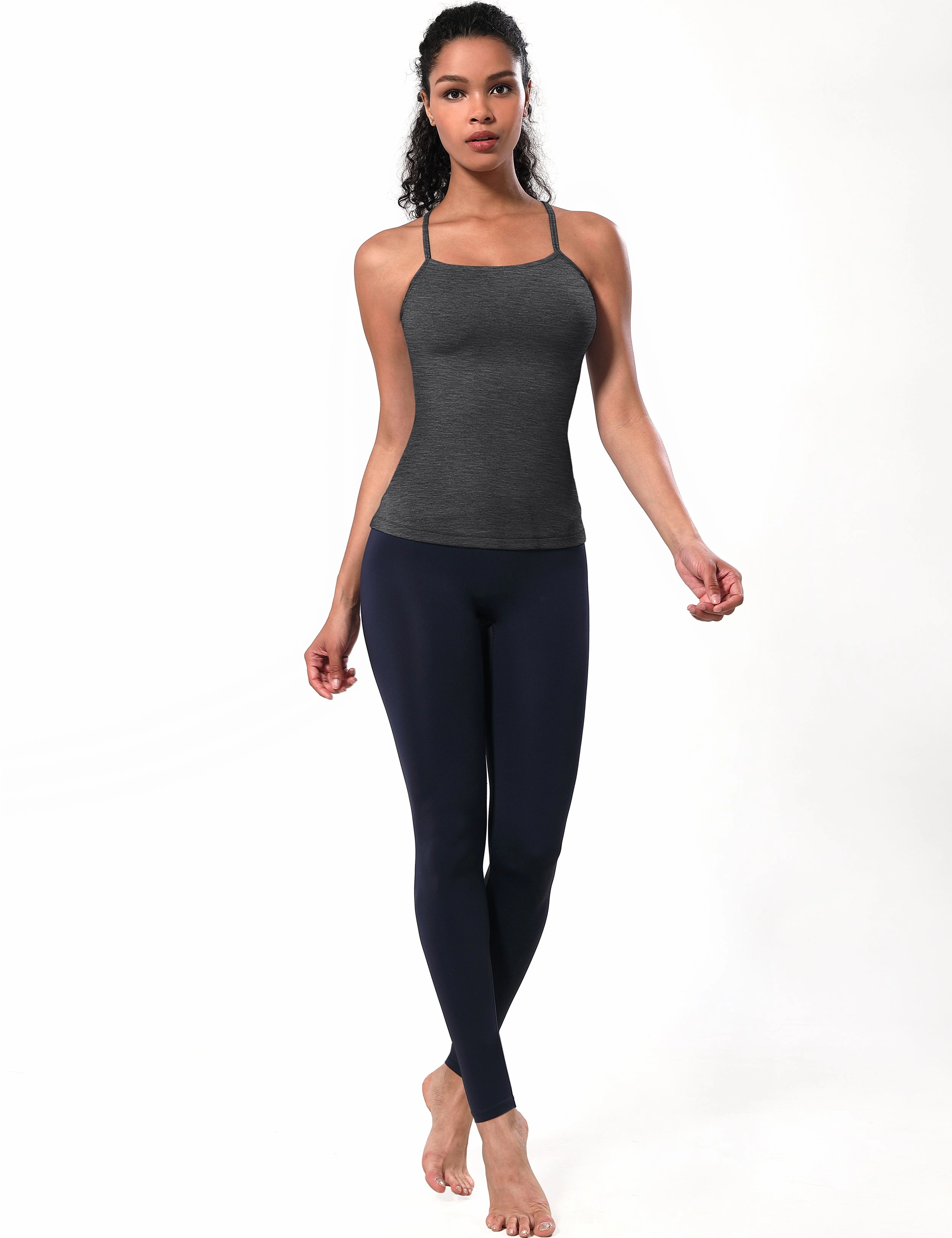 Y-back Spaghetti Strap Tank Tops heathercharcoal_Golf