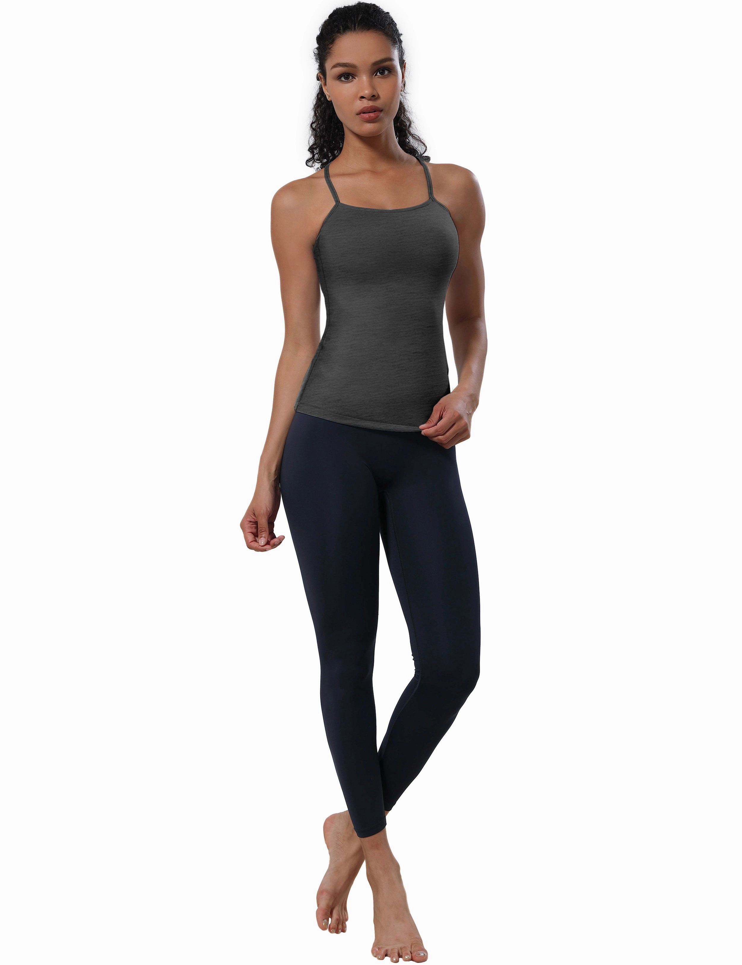 Y-back Spaghetti Strap Tank Tops heathercharcoal_Golf
